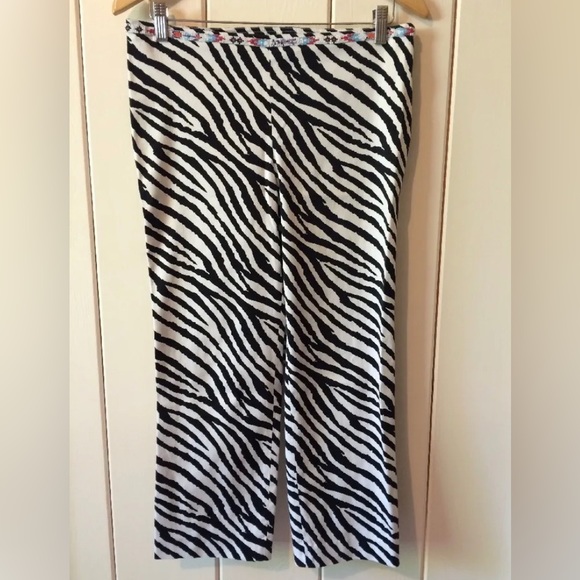 Guess Collection Zebra cropped pant with beaded belt - Picture 1 of 6